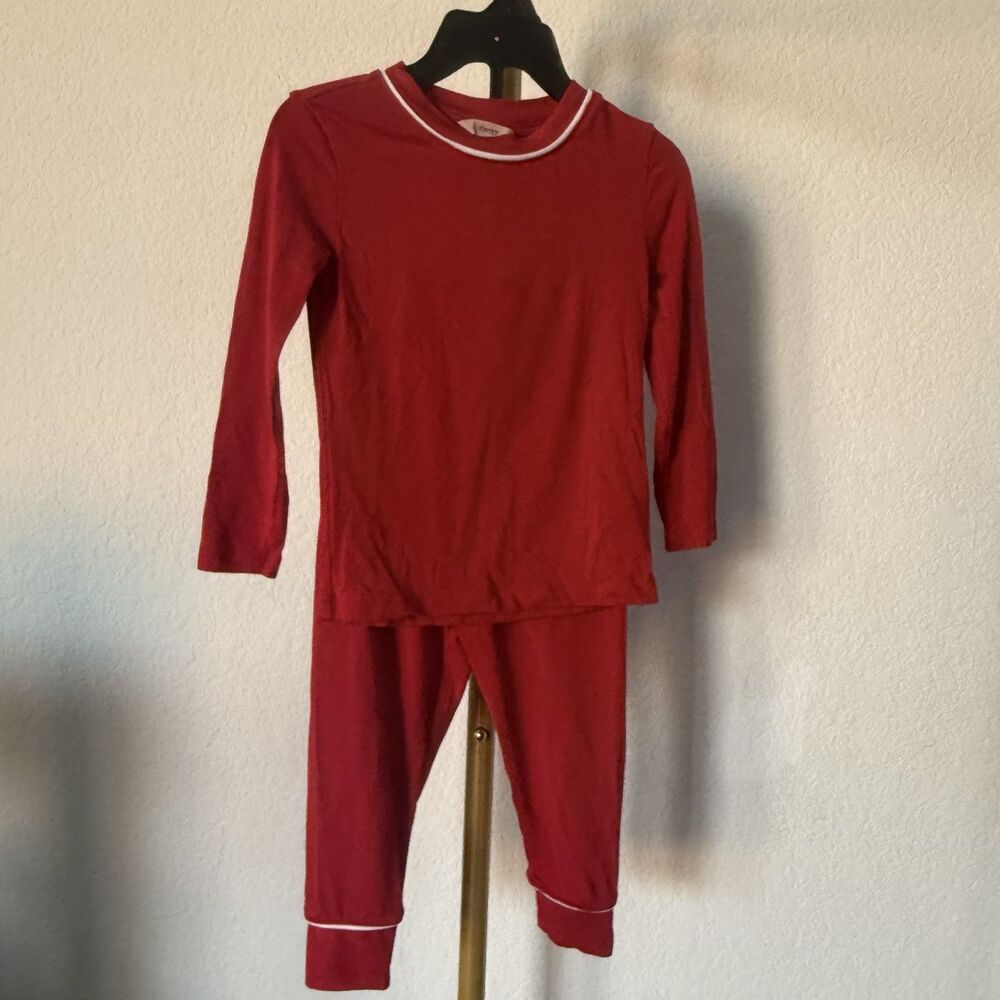 Eberjey Girls Baby Long Sleeve Pajama Set Size 2 Red Gently Used
